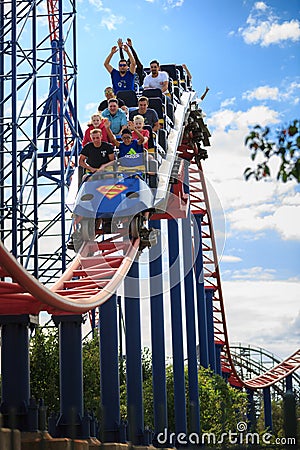 Thrillseekers Ride Roller Coaster Six Flags Amusement Park Editorial Stock Photo