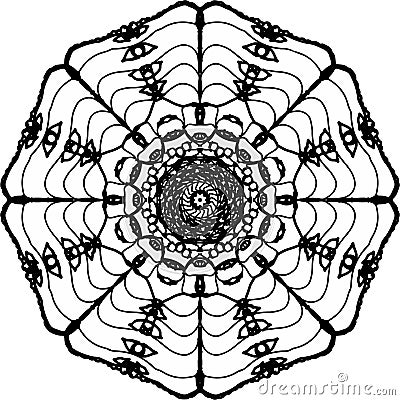 Thriving hided eyes with petal cherry blossom mandala Vector Illustration