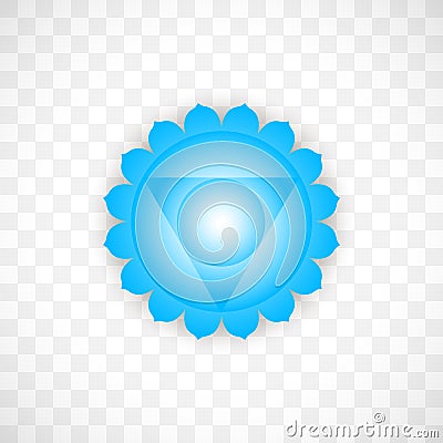 Throat chakra Visuddha in blue color isolated on transparent background. Isoteric flat icon. Geometric pattern. Vector Illustration