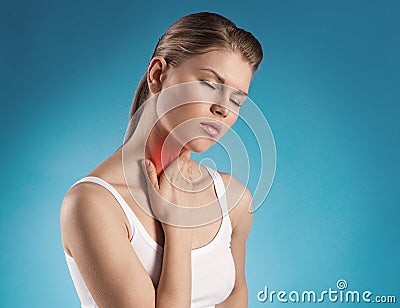 Throat pain Stock Photo