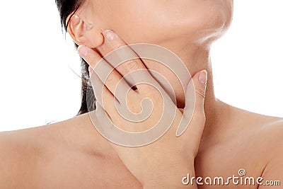Throat pain concept. Stock Photo