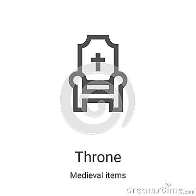 throne icon vector from medieval items collection. Thin line throne outline icon vector illustration. Linear symbol for use on web Vector Illustration