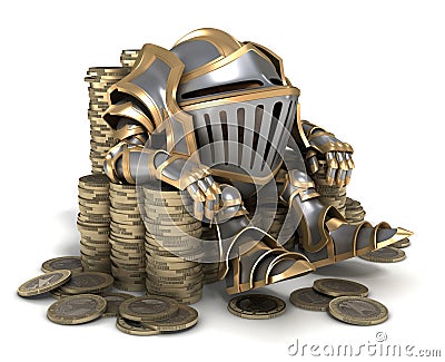 Throne made of coins Stock Photo