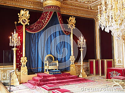 Throne of Napoleon in Fontainebleau castle Editorial Stock Photo