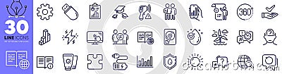 Throw hats, Recovery data and Water drop line icons pack. For web app. Vector Vector Illustration