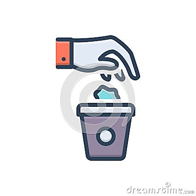 Color illustration icon for Throw, trash bin and garbage Cartoon Illustration