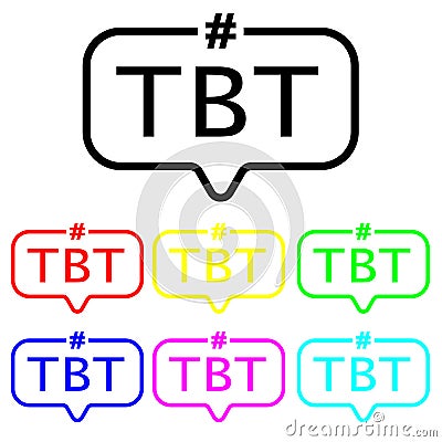 Throwback Thursday hashtag icon vector set. abbreviation illustration sign collection. Vector Illustration