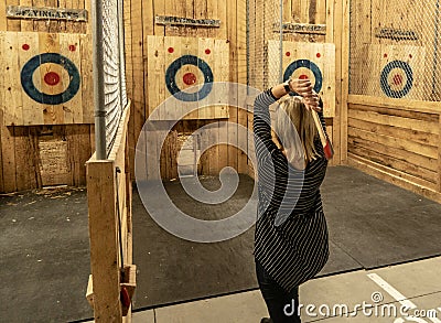 Throwing an Axe Editorial Stock Photo