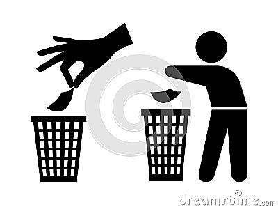 Tidy man or do not litter symbols, keep clean and dispose of carefully Vector Illustration