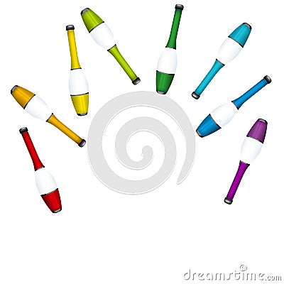 Throwing Up Juggling Clubs Juggle Colored Set Vector Illustration