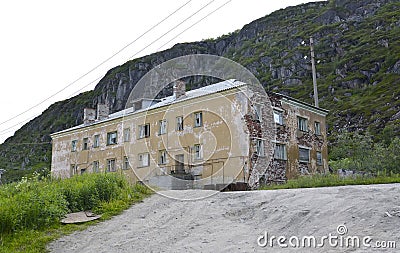 The thrown house in the settlement of Teriberka. Murmansk region Stock Photo