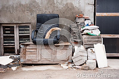 Thrown out home furniture Stock Photo