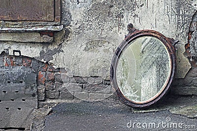 Thrown Out Old Mirror Stock Photo