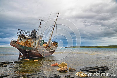 The thrown ship in the Russian North Stock Photo