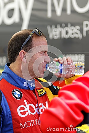 BTCC racing car driver Rob Collard at Thruxton Racing Circuit 2014 Editorial Stock Photo