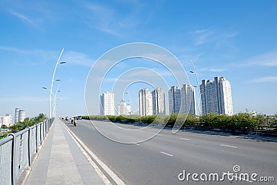 Thu Thiem bridge road in the morning Editorial Stock Photo