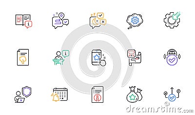 Thumb down, Journey and Verified internet line icons for website, printing. For design. Vector Stock Photo