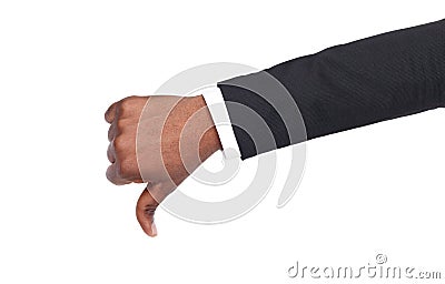 Thumb down sign isolated on white background Stock Photo