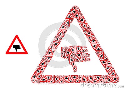 Thumb Down Warning Recursive Composition of Thumb Down Warning Items Vector Illustration