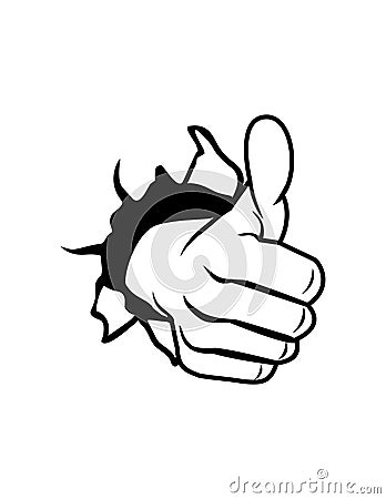 Thumb hand vector line art Cartoon Illustration