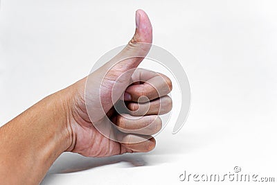 Thumb raised up for imprinting Stock Photo