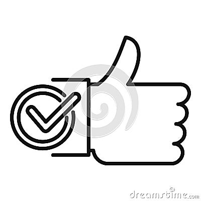 Thumb up approved icon, outline style Vector Illustration