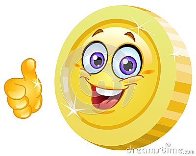 Thumb up coin Vector Illustration