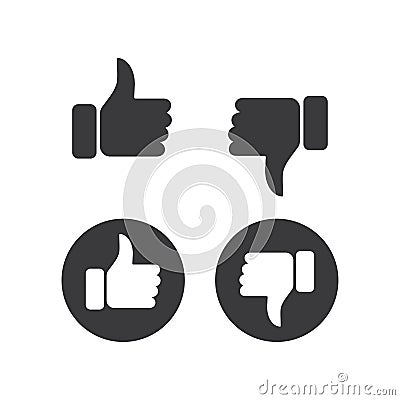 Thumb up and thumb down flat icon isolated vector illustration Vector Illustration