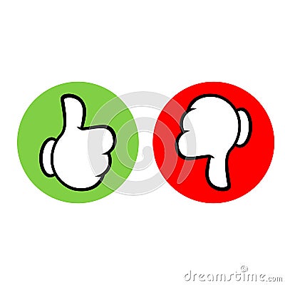 Thumb up and thumb down Vector Illustration