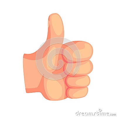 Thumb up hand gesture, success sign cartoon vector Illustration Vector Illustration