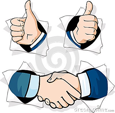 Thumb up - hands gesturing peering out of Vector Illustration