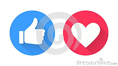 Thumb up and heart icon. Vector Illustration