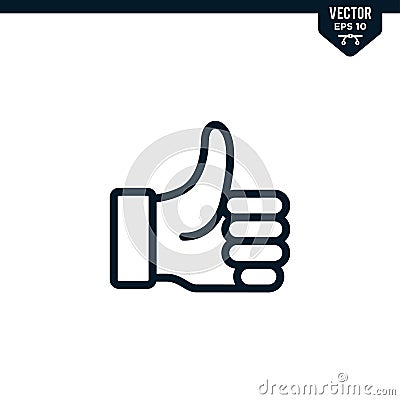 Thumb up icon collection in outlined or line art style Vector Illustration