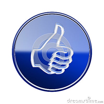 thumb up icon glossy blue. Stock Photo