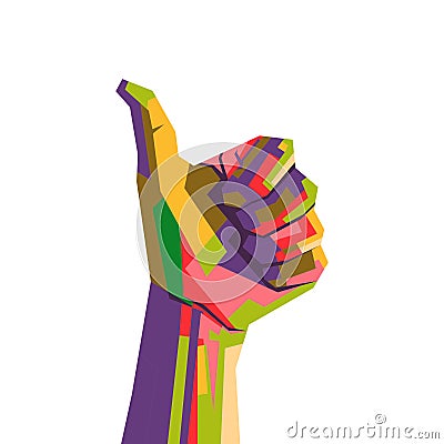 Thumb up with pop art style Vector Illustration