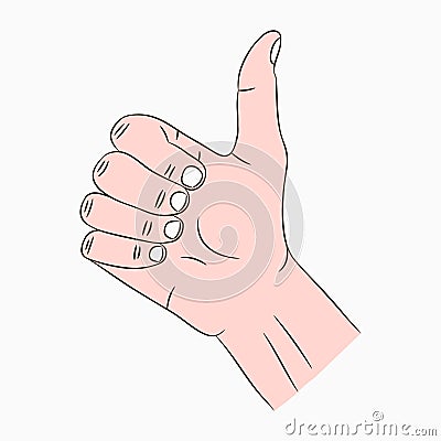 Thumb up sign. Like, cool, good, nice, bravo - hand gesture with finger up. Vector. Vector Illustration