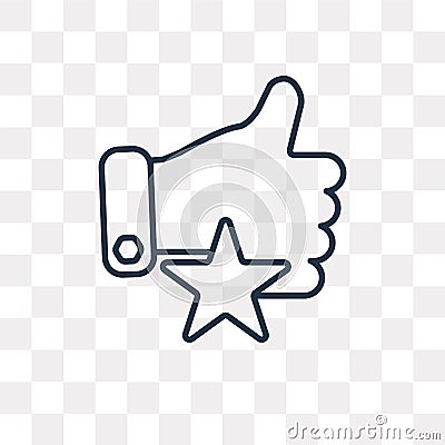 Thumb up with star vector icon isolated on transparent background, linear Thumb up with star transparency concept can be used web Vector Illustration