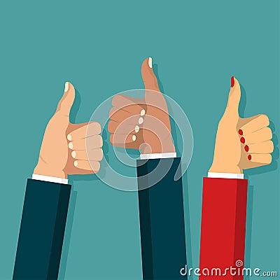 Thumb up symbol set flat style, Like sign. vector Vector Illustration