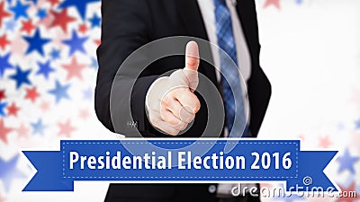 Thumb up to presidential election 2016 Stock Photo