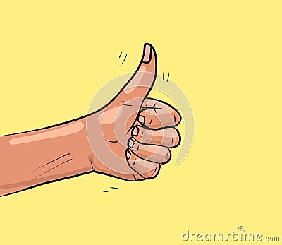 Thumb up on yellow background cartoon Stock Photo