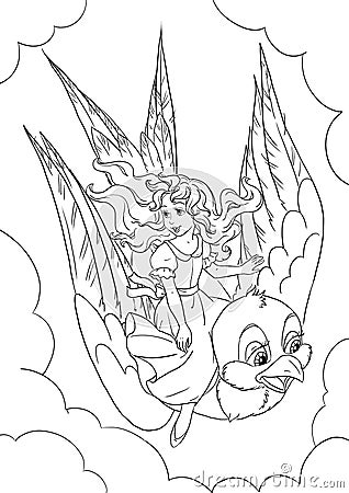 Thumbelina coloring page Stock Photo