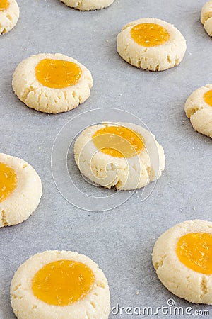 Thumbprint Cookies with Lemon Curd Stock Photo