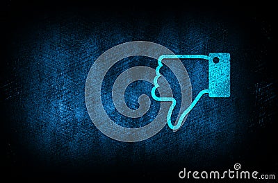 Thumbs down icon abstract blue background illustration digital texture design concept Cartoon Illustration