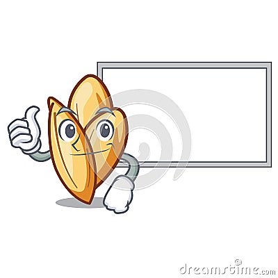 Thumbs up with board orzo pasta isolated with the cartoon Vector Illustration