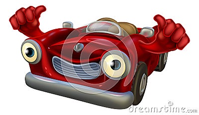Thumbs up cartoon car Vector Illustration