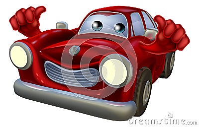 Thumbs up cartoon car mascot Vector Illustration