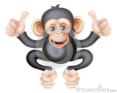 Thumbs Up Chimp Monkey Vector Illustration