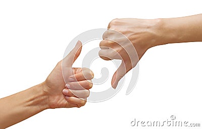 Thumbs up and down Stock Photo