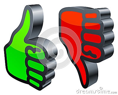 Thumbs up and down. Vector Illustration