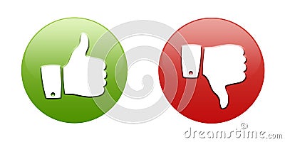 Thumbs up and down buttons Stock Photo